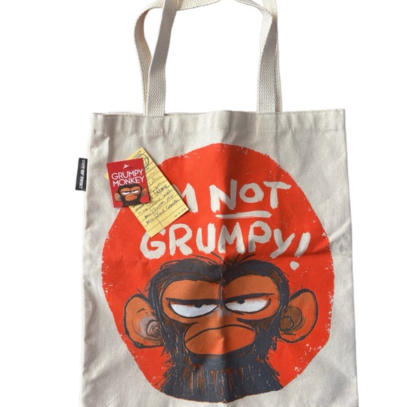 New with Tags Out of Print Grumpy Monkey Book Tote Bag - Picture 1 of 6